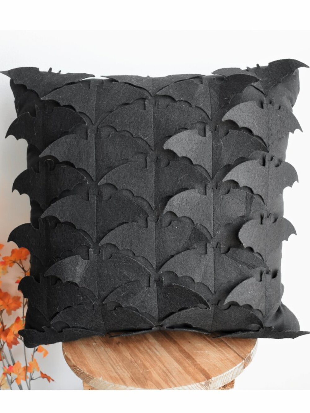 Spooky Gothic Black Bats Fall Halloween 20x20 Throw Pillow